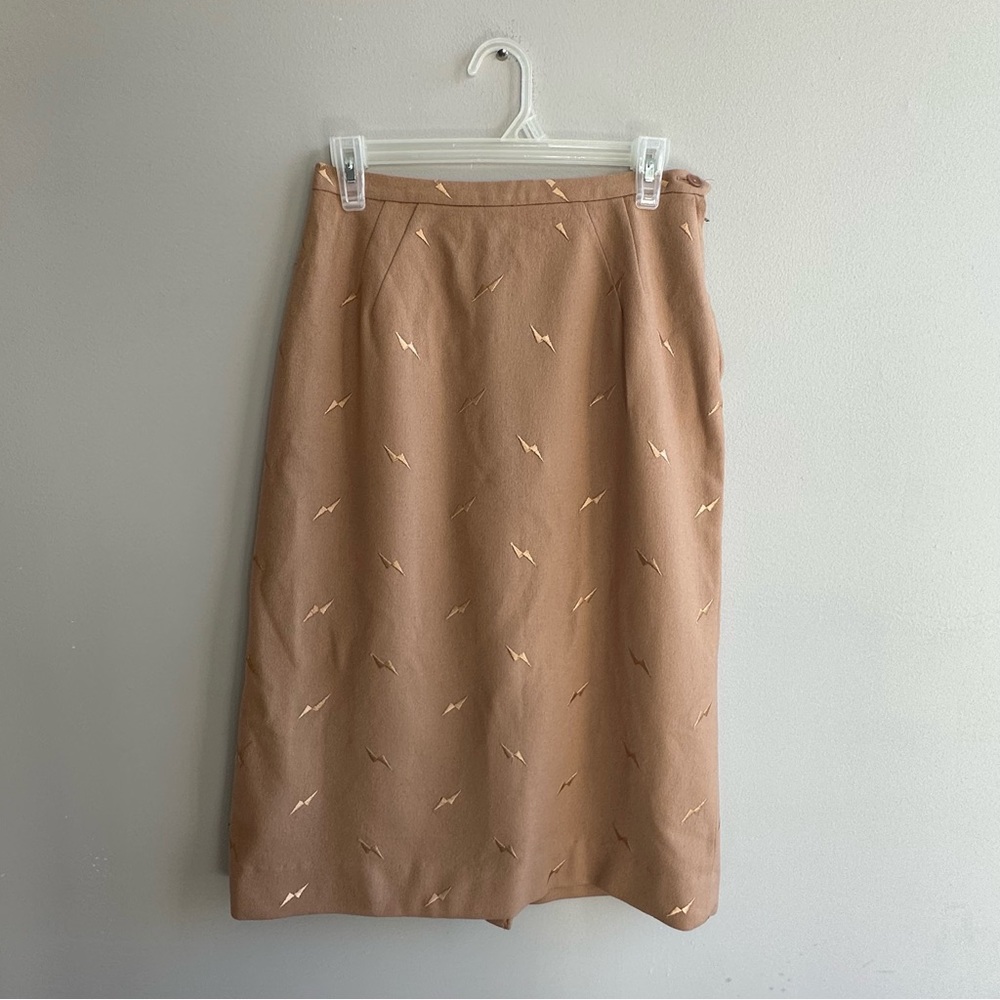 Vintage 1950s Lightning Bolt Embroidered Pencil Skirt